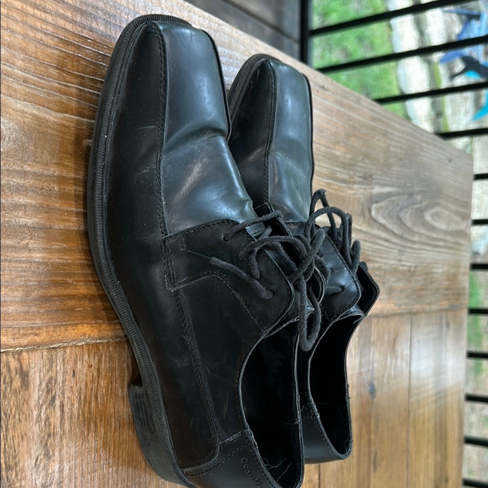Calvin Klein Black Leather Oxford Shoes